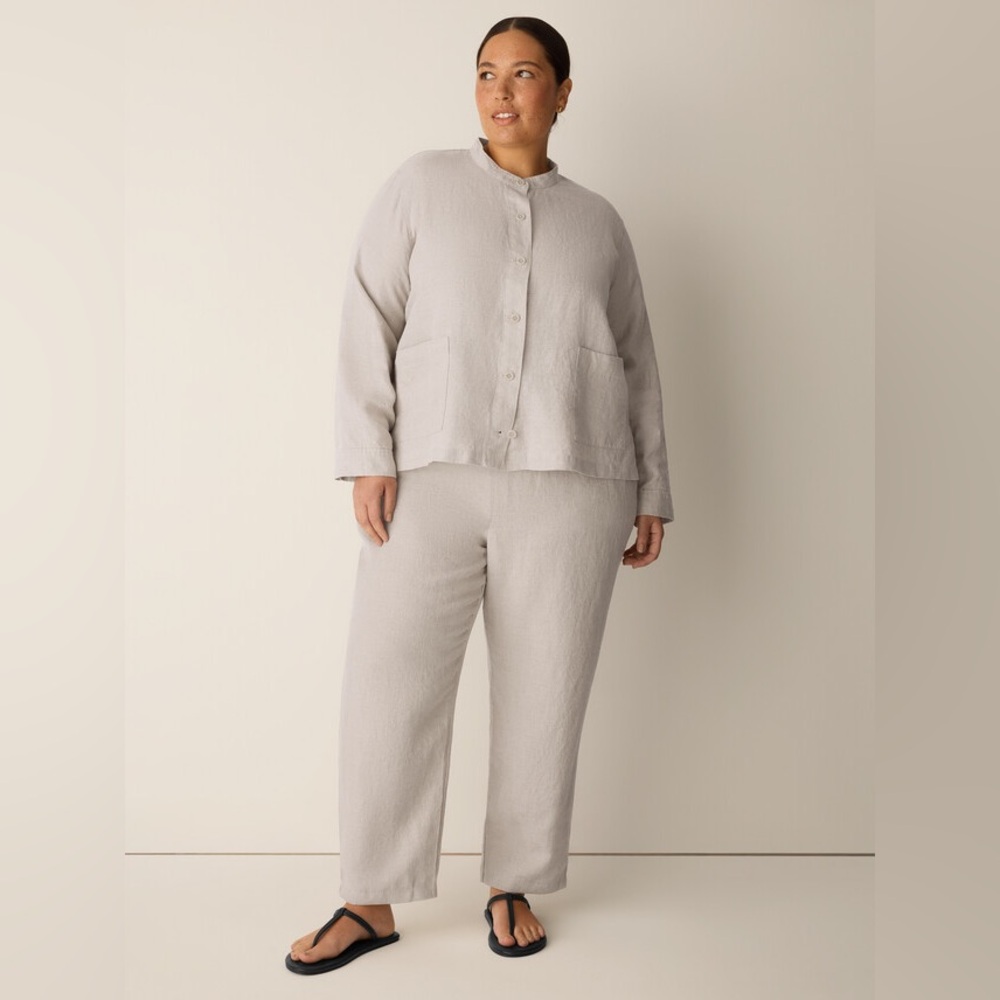 NWT Eileen Fisher Organic Linen Tapered Pant in Undyed Natural